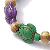 Beach Turtle Dyed Synthetic Turquoise Stretch Bracelets BJEW-JB10297-02-3