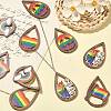 40Pcs 5 Styles Rainbow Printed Aspen Wood Big Pendants WOOD-CJ0001-69-6