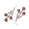 Natural Rudraksha Dangle Earrings EJEW-TA00537-4