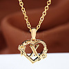 Brass Rose Flower Heart with Letter Pendant Cable Chain Necklaces FS-WG42461-24-1