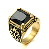 316L Stainless Steel & Cubic Zirconia Men's Vintage Carved Finger Rings FS-WG82D33-50-1