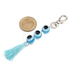Resin Evil Eye Round Bead & Polyester Tassel Pendant Decorations HJEW-JM04165-01-3