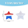 24Pcs 6 Style Star Computerized Embroidery Polyester Iron On Sequins Patches PATC-FH0001-03-2