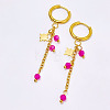 304 Stainless Steel Glass Star Tassel Hoop Earrings FS-WG135BB-02-1