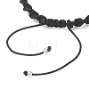 Natural White Moonstone & Lava Rock & Obsidian & Larvikite Round Beads Braided Bead Bracelets for Women BJEW-JB12917-03-4