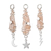 3Pcs 3 Styles Electroplated Natural Quartz Crystal Nuggets Copper Wire Wrapped Pendants PALLOY-JF03128-09-1