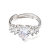 Brass Micro Pave Cubic Zirconia Cuff Open Rings CU-CBA5C10-08P-4