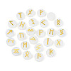 Brass Elder Futhark Alphabet Engraved Symbol Flat Round Opalite Rune Stones G-I373-01O-2