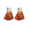 Round Brass Natural Agate Hoop Earrings EJEW-TA00620-01-2