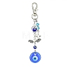 Blue Flat Round with Evil Eye Lampwork Pendant Decorations HJEW-JM01566-1