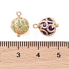 Brass Round Charms with Glass KK-B100-033G-3