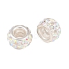 Polymer Clay Rhinestone European Large Hole Beads with Silver Color Plated Brass Cores X-FPDL-R002-15-1