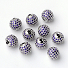 Brass Cubic Zirconia Beads ZIRC-D009-01P-2