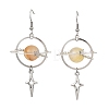Natural Yellow Hematoid Quartz & Alloy Pendant Dangle Earrings EJEW-TA00818-02-3