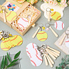 15Pcs Theaceae Wood Baseball Bat & Acrylic Baseball & Alloy Enamel Pendant Keychains KEYC-SW00030-6