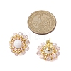 Flower Glass Seed Beaded with Natural Mashan Jade Stud Earrings for Women EJEW-MZ00208-02-4