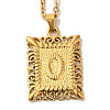 201 Stainless Steel Cable Chain Rectangle with Letter Pendant Necklaces NJEW-M070-01G-O-1