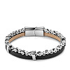 Black Braided mitation Leather & 316L Stainless Steel 2-Strand Bracelets with Magnetic Clasps for Men WGA2BB7-02-3