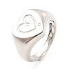 Rack Plating Brass Heart Singet Adjustable Ring for Women RJEW-E064-02P-1