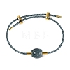 Natural Jadeite Adjustable Cowhide Leather Cord Slider Bracelets with Brass Slider Beads BJEW-N041-06B-1