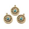 304 Stainless Steel Pave Dyed Synthetic Turquoise Sun Charms STAS-B074-05G-02-1