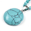 Synthetic Turquoise 4.5mm Round Beaded Flower Pendant Necklaces NJEW-T016-04G-5