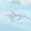 925 Sterling Silver Micro Pave Cubic Zirconia Cuff Rings WG61A38-01-1