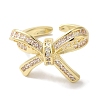 Bowknot Brass Micro Pave Clear Cubic Zirconia Open Cuff Rings for Women RJEW-C098-26G-2