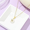 Natural Keshi Pearl Coin with Heart Pendant 304 Stainless Steel Cable Chain Necklaces for Women NJEW-JN06117-1