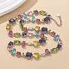 Brass Micro Pave Colorful Cubic Zirconia Link Chain Necklaces NJEW-M089-01P-5