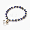 Natural Lapis Lazuli(Dyed) Beads Stretch Charm Bracelets BJEW-JB03857-02-1