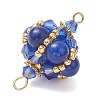 Dyed Natural Yellow Jade Round and Glass Seed Beaded Lantern Links Connector Charms PALLOY-MZ01176-04-4