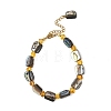 Natural Paua Shell & Amber Beaded Bracelets BJEW-JB14178-3
