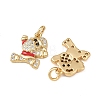Christmas Brass Micro Pave Cubic Zirconia Enamel Charms KK-L255-19G-09-2