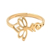 Ion Plating(IP) 304 Stainless Steel Hollow Lotus Adjustable Ring for Women RJEW-M149-32G-1