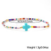 Bohemian Cross Charm Glass Seed Bead & Brass Beads Stretch Bracelet for Women SA4132-7-2
