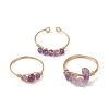 3Pcs Natural  Amethyst Bead Finger Ring RJEW-JR00855-02-5