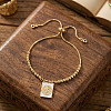 Adjustable Brass Box Chain Slider Bracelets GV3572-2