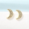 Moon Brass Micro Pave Cubic Zirconia Stud Earrings for Women CU-CBAE7DF-38G-1