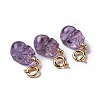 Natural Amethyst Pi Yao Spring Ring Clasp Charms HJEW-P014-08G-1