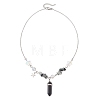 2Pcs Bullet Natural & Synthetic Gemstone Pendant Necklaces for Women Men NJEW-TA00224-4