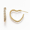 Brass Micro Pave Clear Cubic Zirconia Half Hoop Earrings KK-R117-051-NF-4