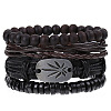 4Pcs Weave Imitation Leather Multi-strand Bracelets for Men WGB022D-10-1