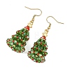 Christmas Brass with Glass Seed Beads Dangle Earrings EJEW-MZ00823-3
