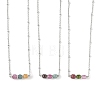 Natural Multicolor Tourmaline Faceted Cube Beads Pendant 304 Stainless Steel Satellite Chain Necklacs for Women NJEW-JN06541-02-3