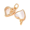 Brass Micro Pave Clear Cubic Zirconia with Shell Charms CU-CBAEC99-21G-2