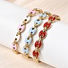 304 Stainless Steel Enamel Hinged Bangles BJEW-B168-01G-1