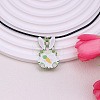 Colorful Happy Easter Acrylic Plaid Pendant Black Waxed Cord Necklaces for Women FS-WGC6641-09-1