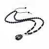 Natural Obsidian Pendant Necklaces NJEW-P241-C01-1