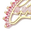 Faceted Round Natural Rose Quartz & Glass Seed Bead Pendants PALLOY-MZ00219-4